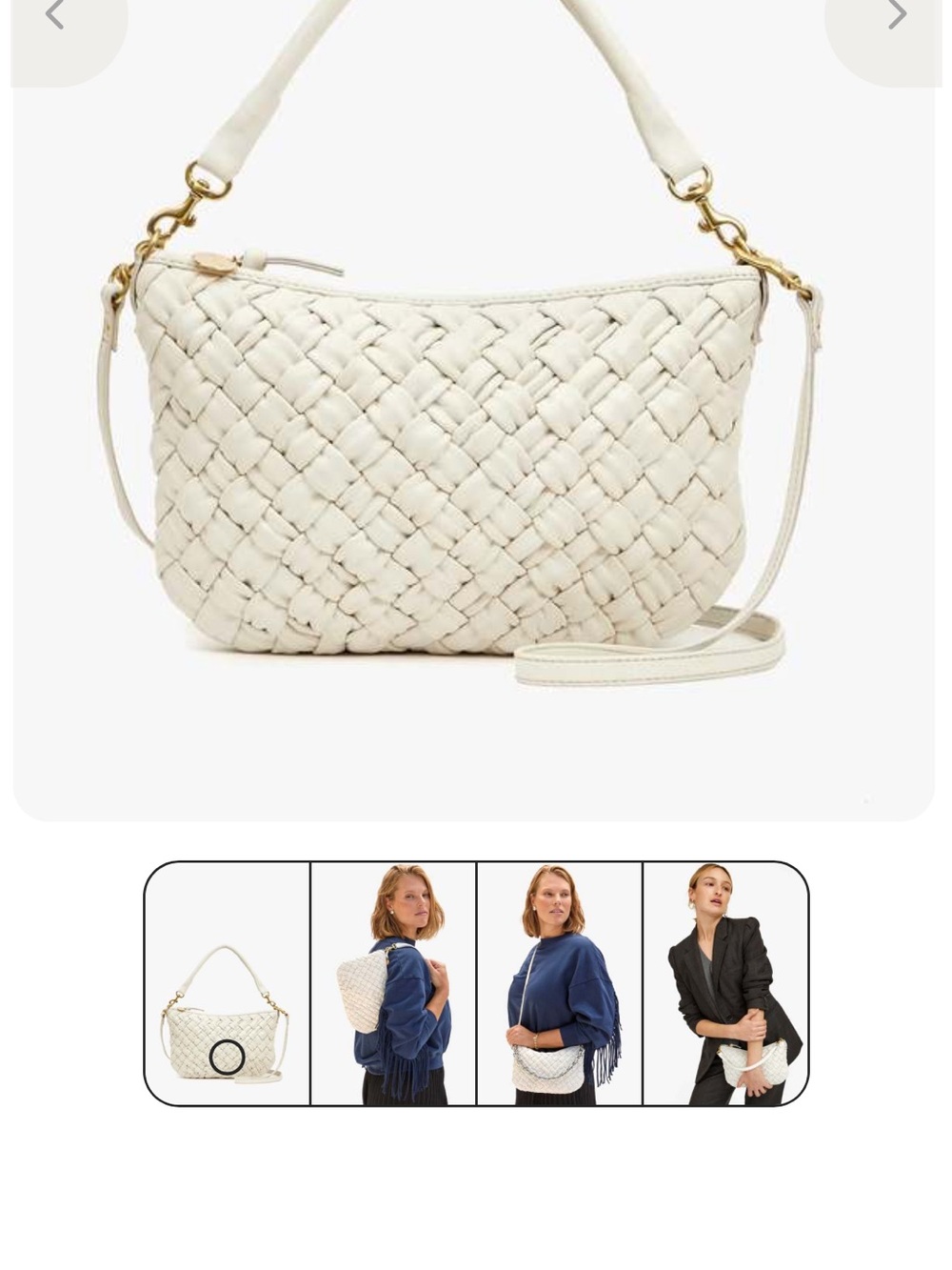 Clare V. Petit Moyen Messenger in Cream in Cream Puff Woven